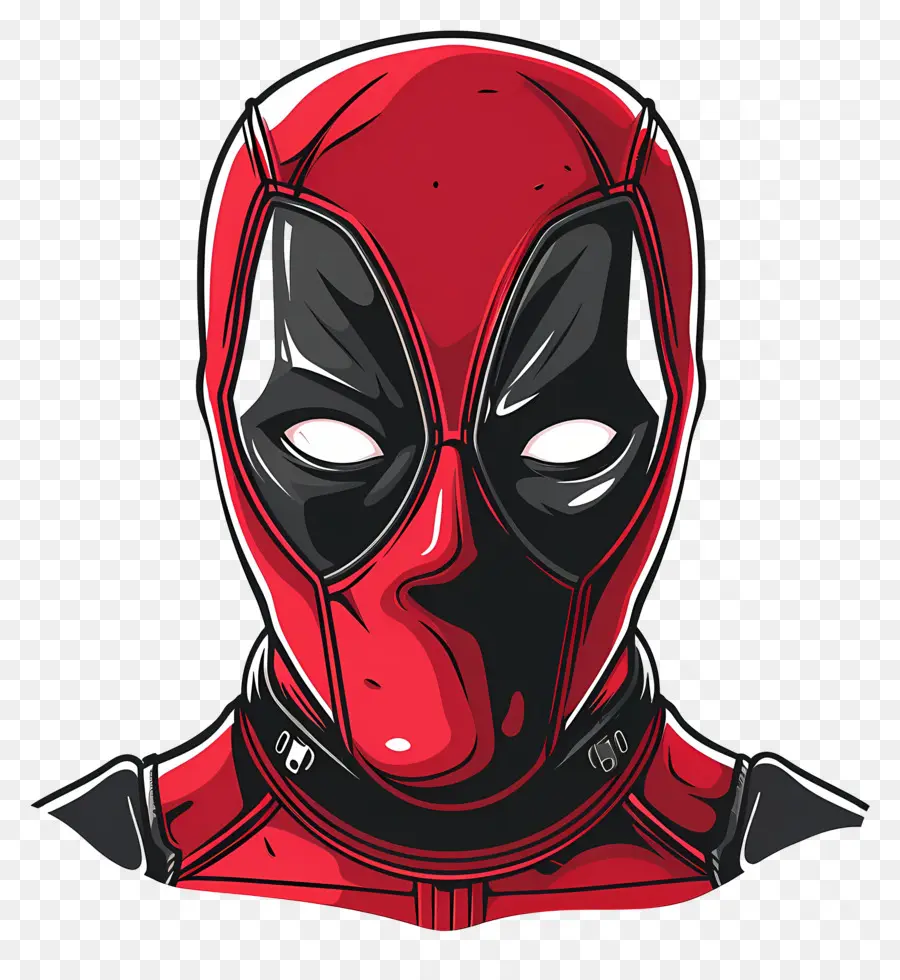 Cara De Deadpool De Desenho Animado，Máscara Vermelha E Preta PNG