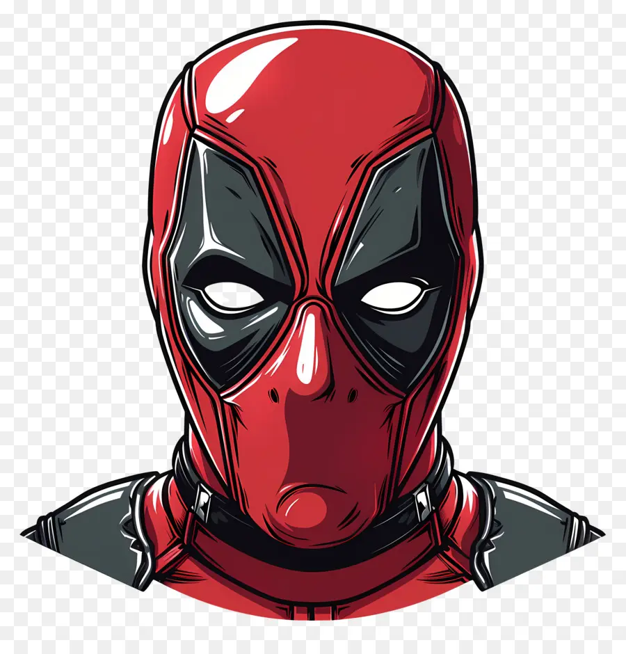 Cara De Deadpool De Desenho Animado，Máscara Vermelha E Preta PNG