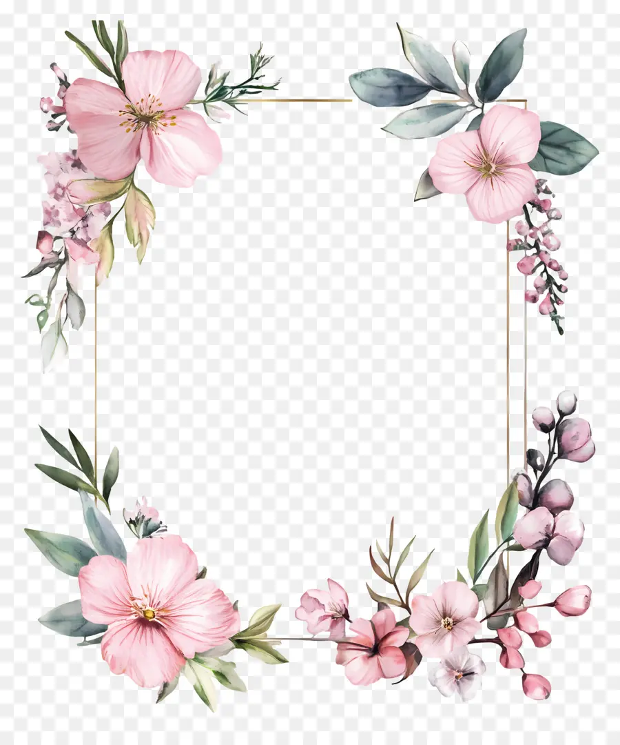 Moldura Simples Rosa，Moldura Floral PNG