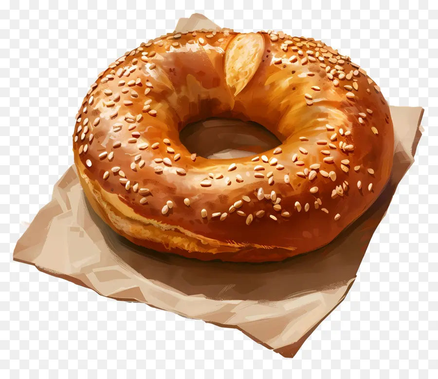 Pão Bagel，Bagel Com Sementes De Gergelim PNG