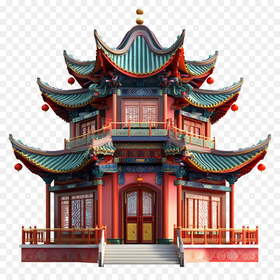 Templo Chinês，Pagode Tradicional PNG