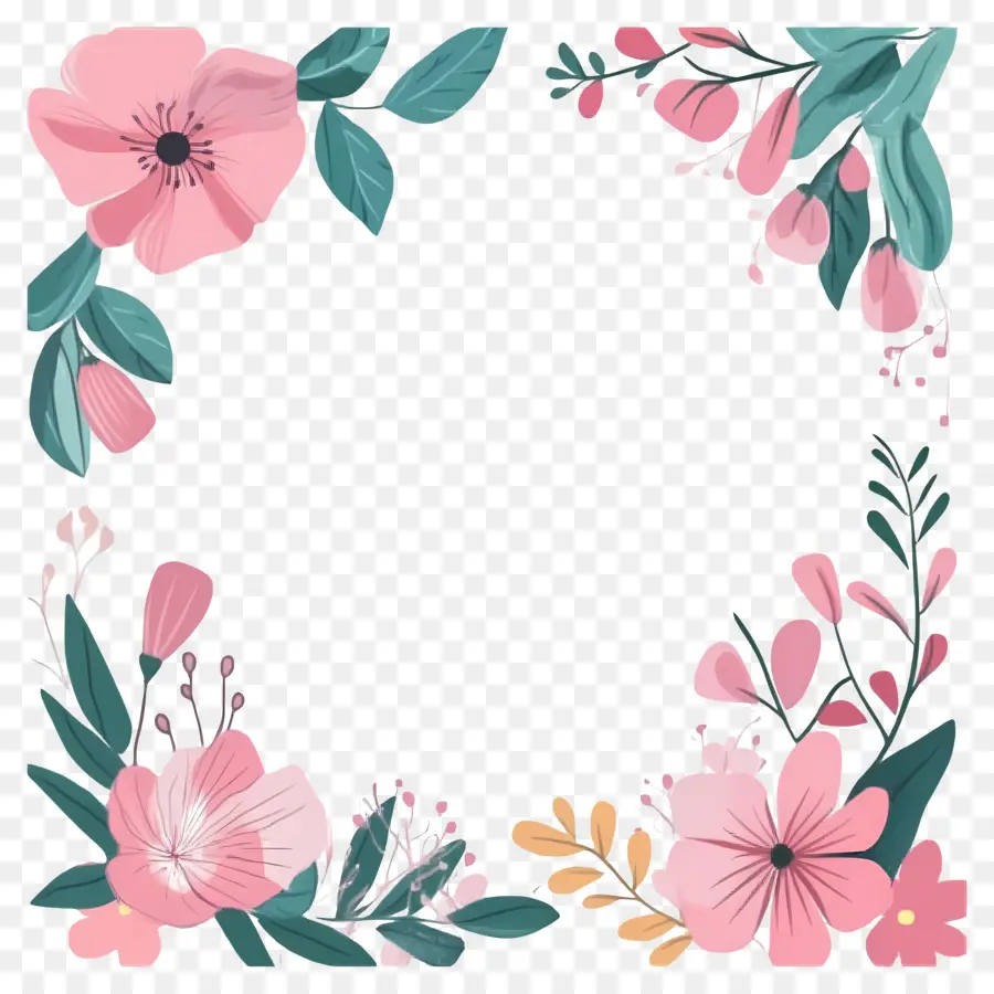 Moldura Simples Rosa，Moldura Floral PNG