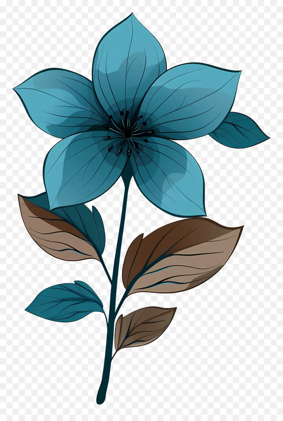 Flor Azul，Folhas PNG