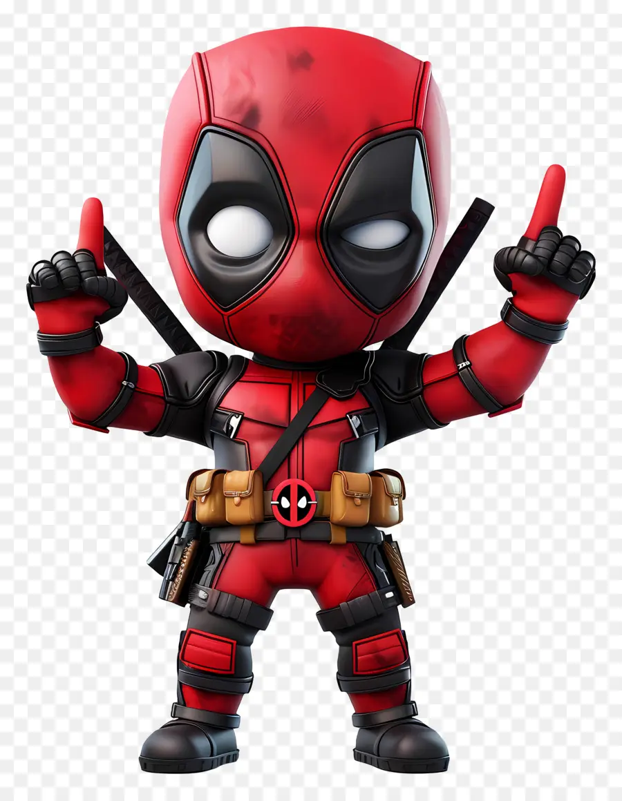 Deadpool Fofo，Personagem De Desenho Animado Vermelho PNG