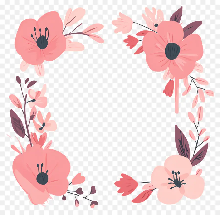 Moldura Simples Rosa，Moldura Floral PNG