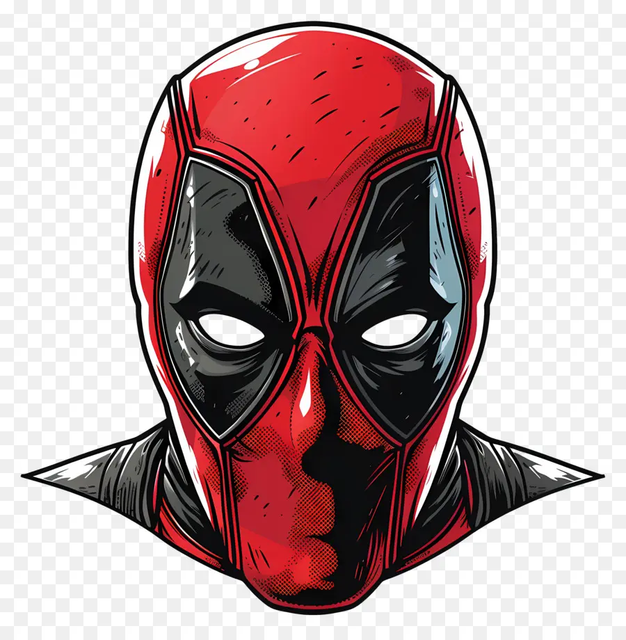 Cara De Deadpool De Desenho Animado，Máscara Vermelha E Preta PNG