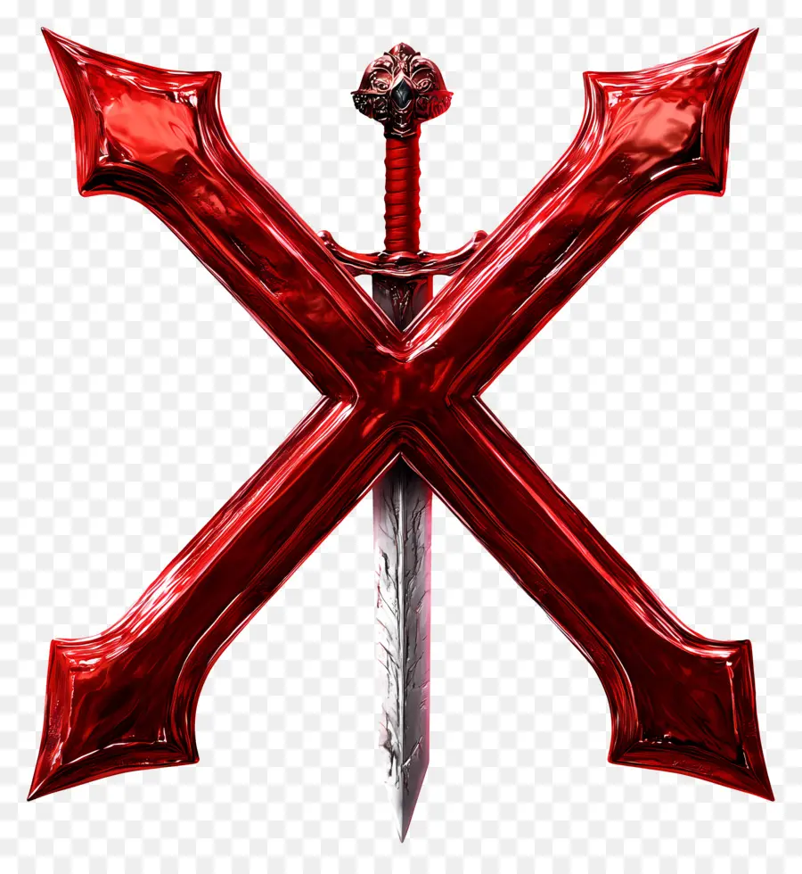 X Vermelho，Espada PNG