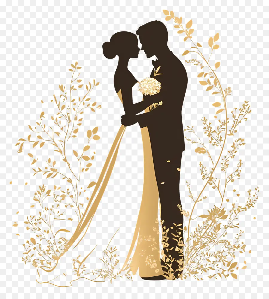 Silhueta De Casamento，Casal PNG