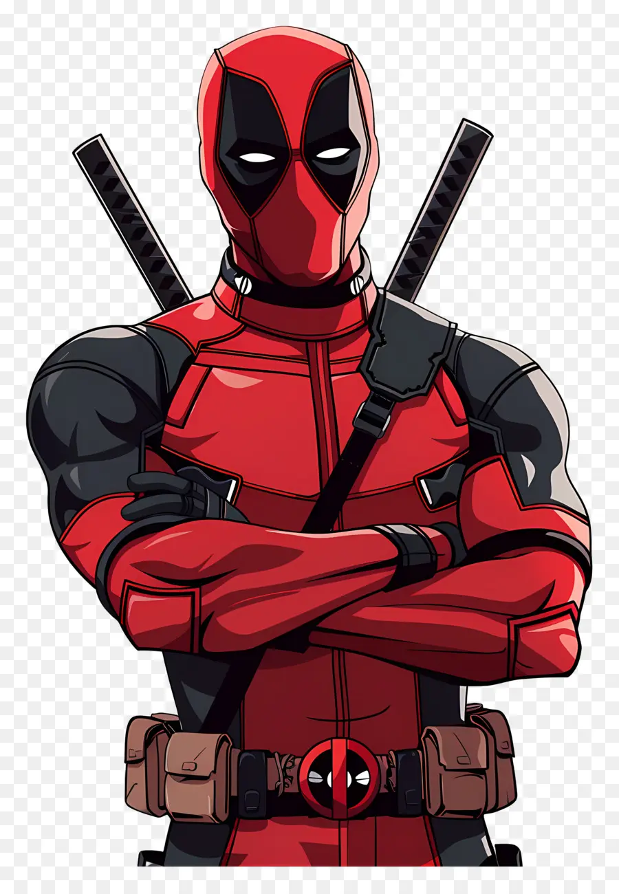 Deadpool Animado，Super Herói Vermelho E Preto PNG