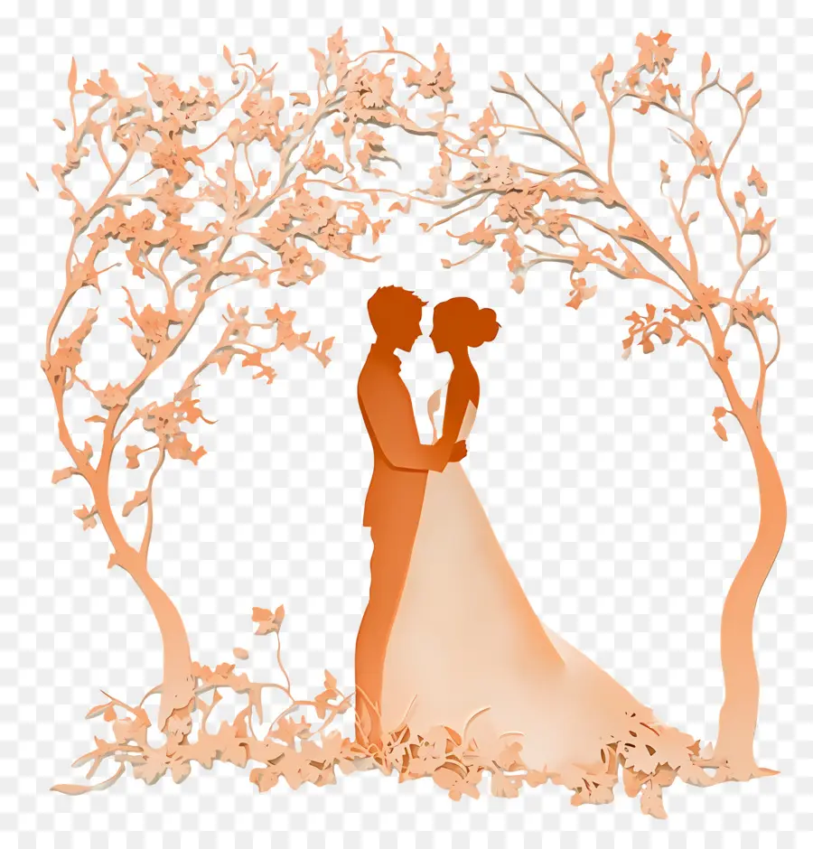 Silhueta De Casamento，Casal PNG