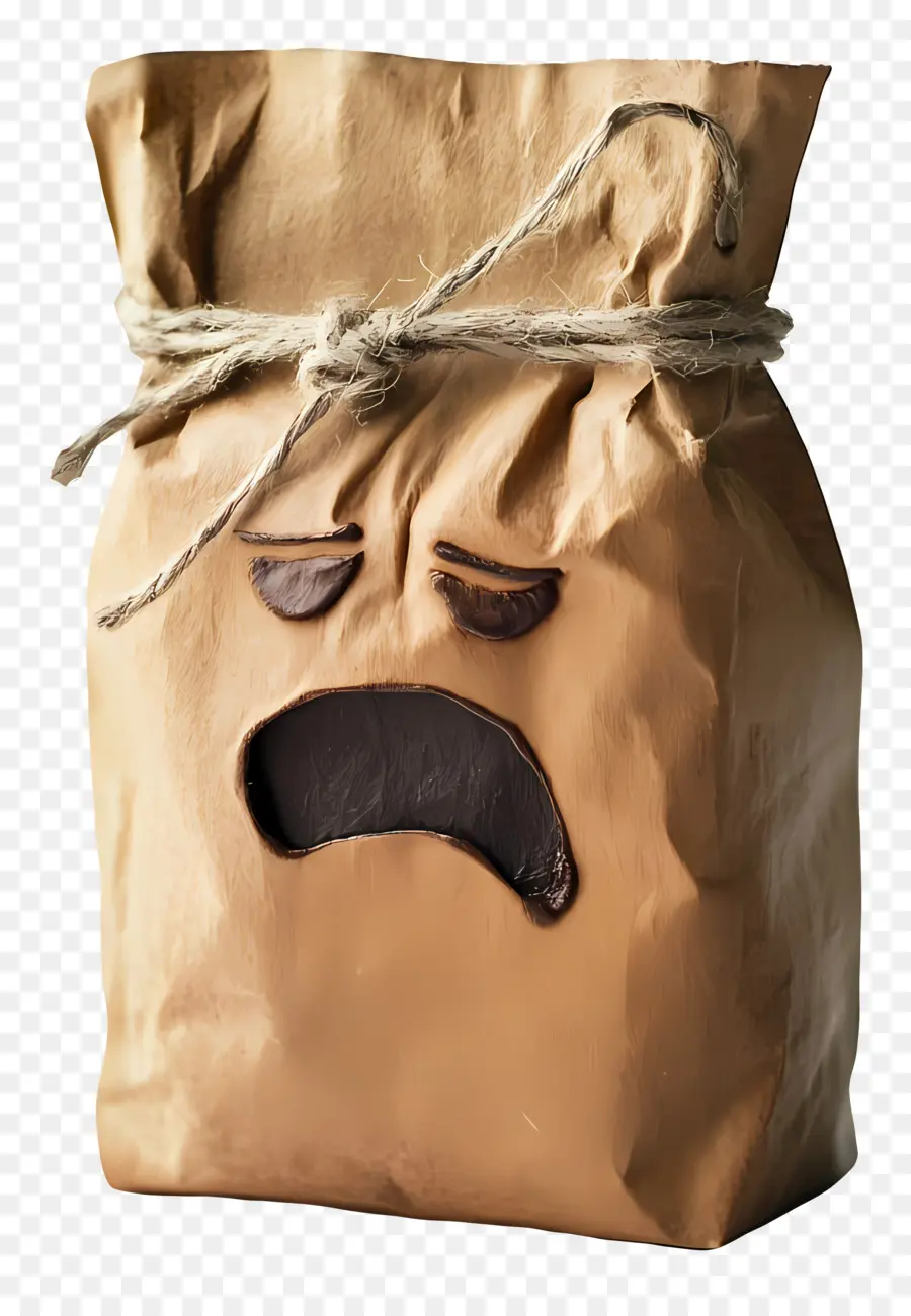 Saco De Café，Saco De Papel Triste PNG