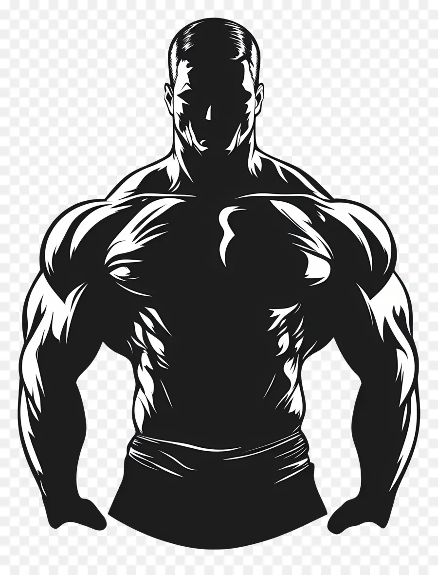 Silhueta De Homem Forte，Homem Musculoso PNG