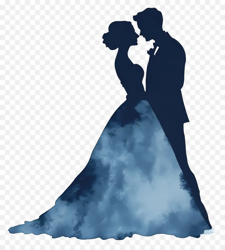 Silhueta De Casamento，Casal Silhueta Azul PNG