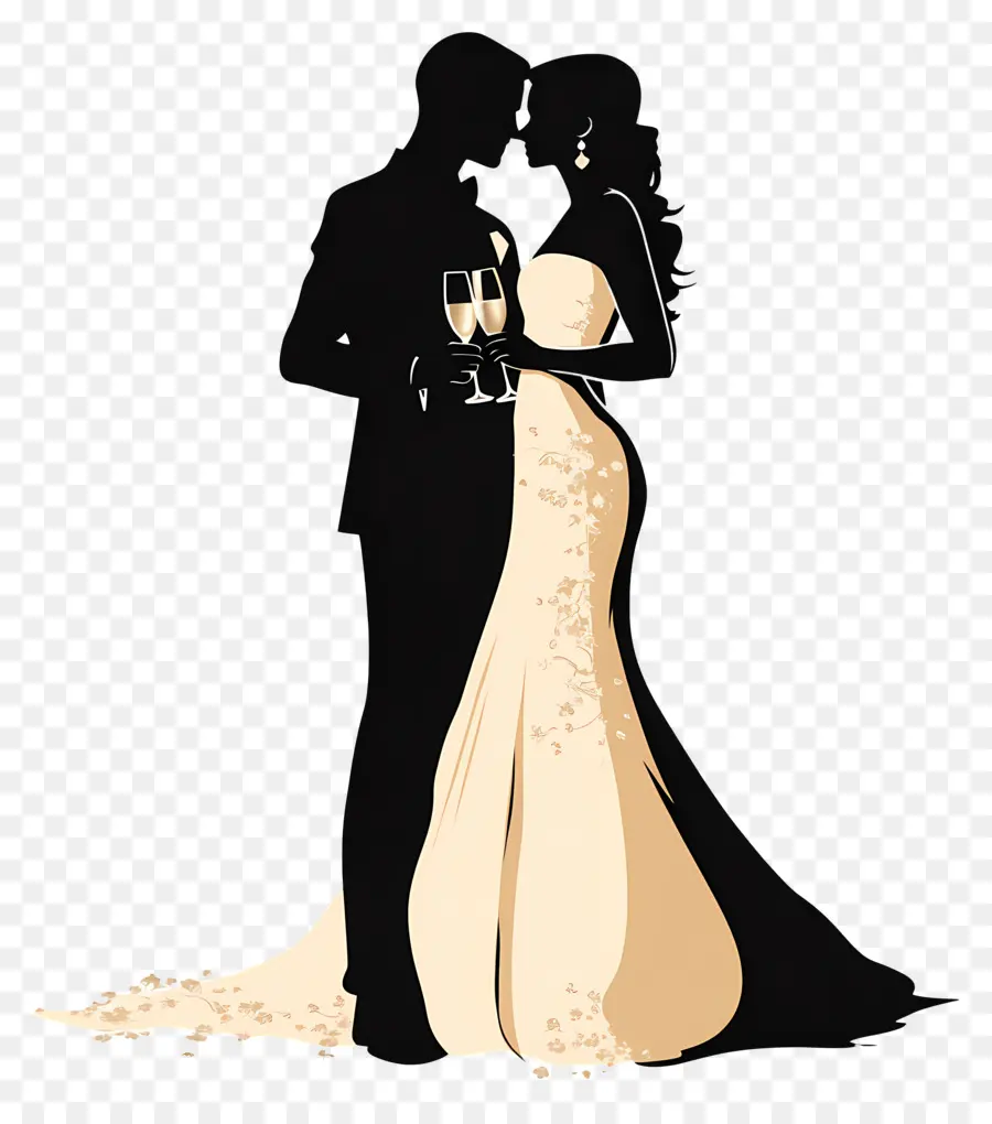 Silhueta De Casamento，Casal PNG