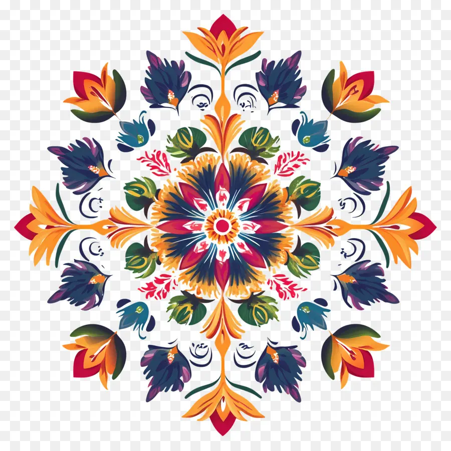 Onam Floral Rangoli，Mandala Colorida PNG