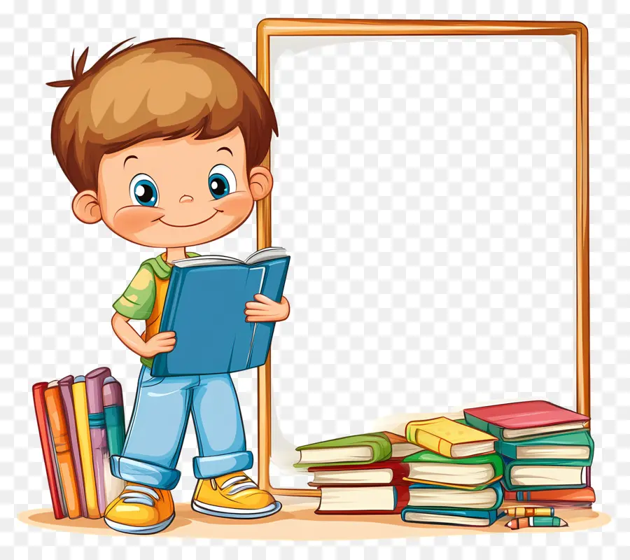 Quadro Simples Escolar，Livro De Leitura De Menino PNG