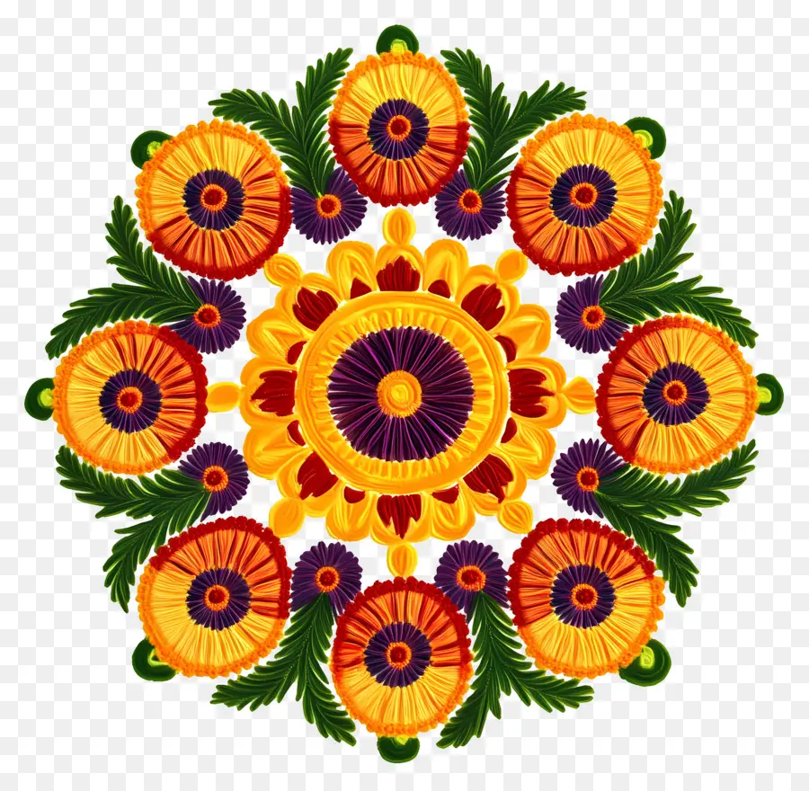 Onam Floral Rangoli，Design Rangoli PNG