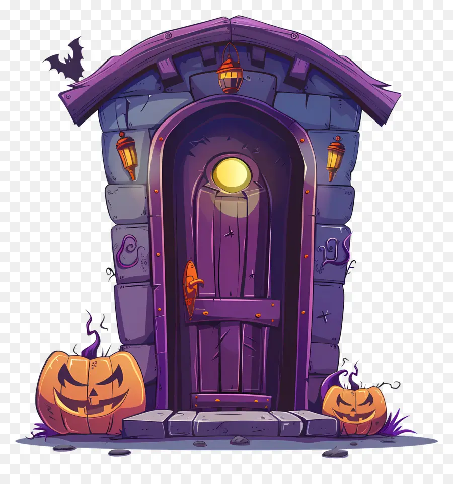 Porta Assustadora De Halloween，Casa Assombrada PNG