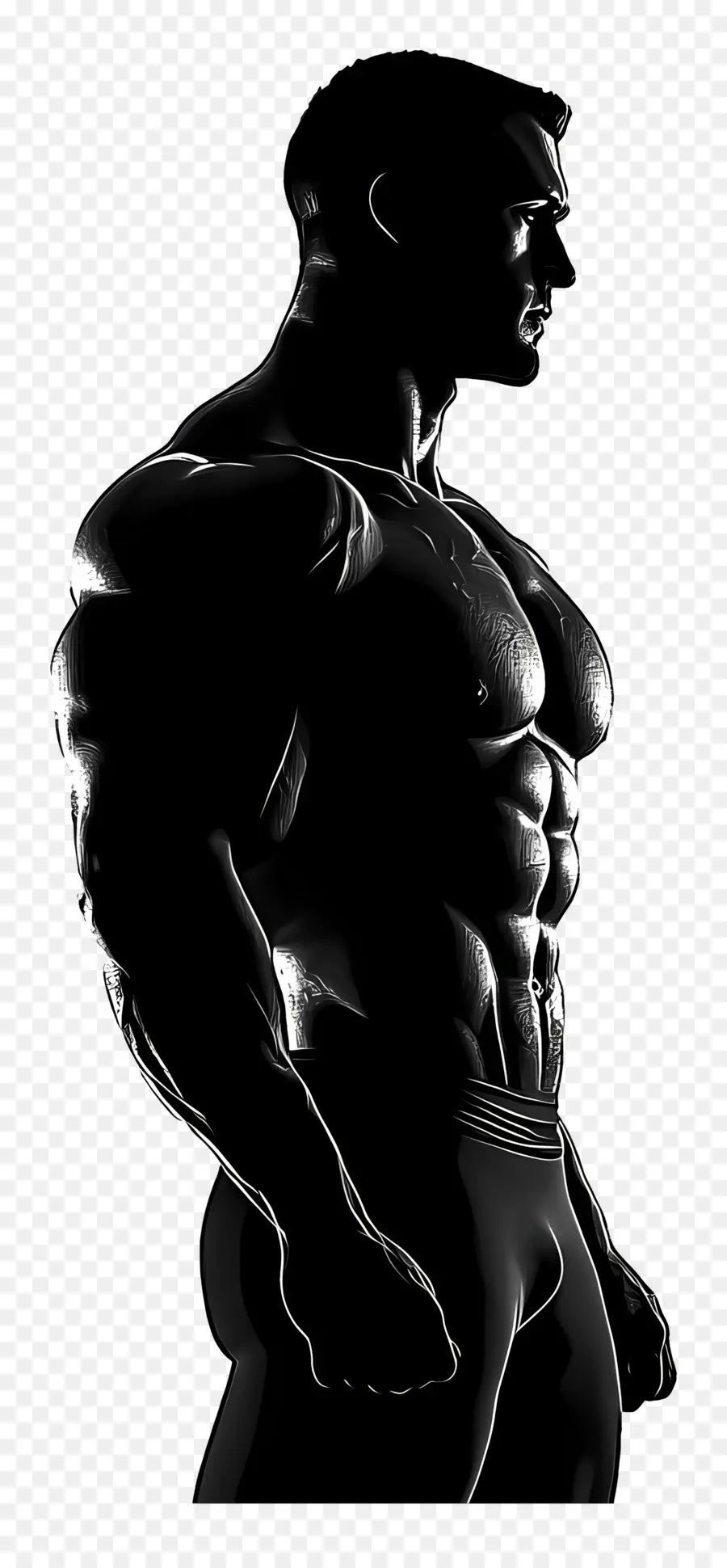 Silhueta De Homem Forte，Homem Musculoso PNG