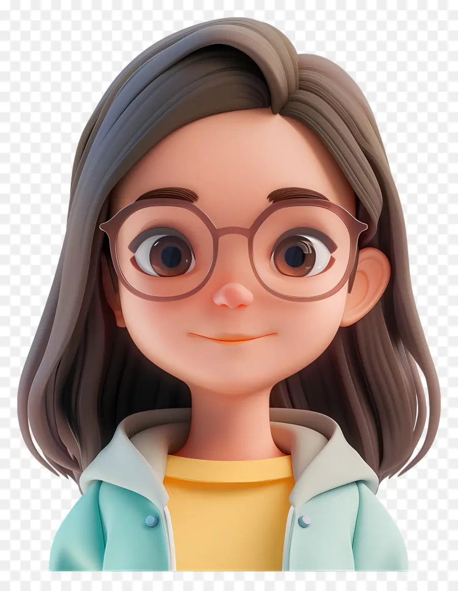 Avatar De Menina 3d，Menina Com óculos PNG