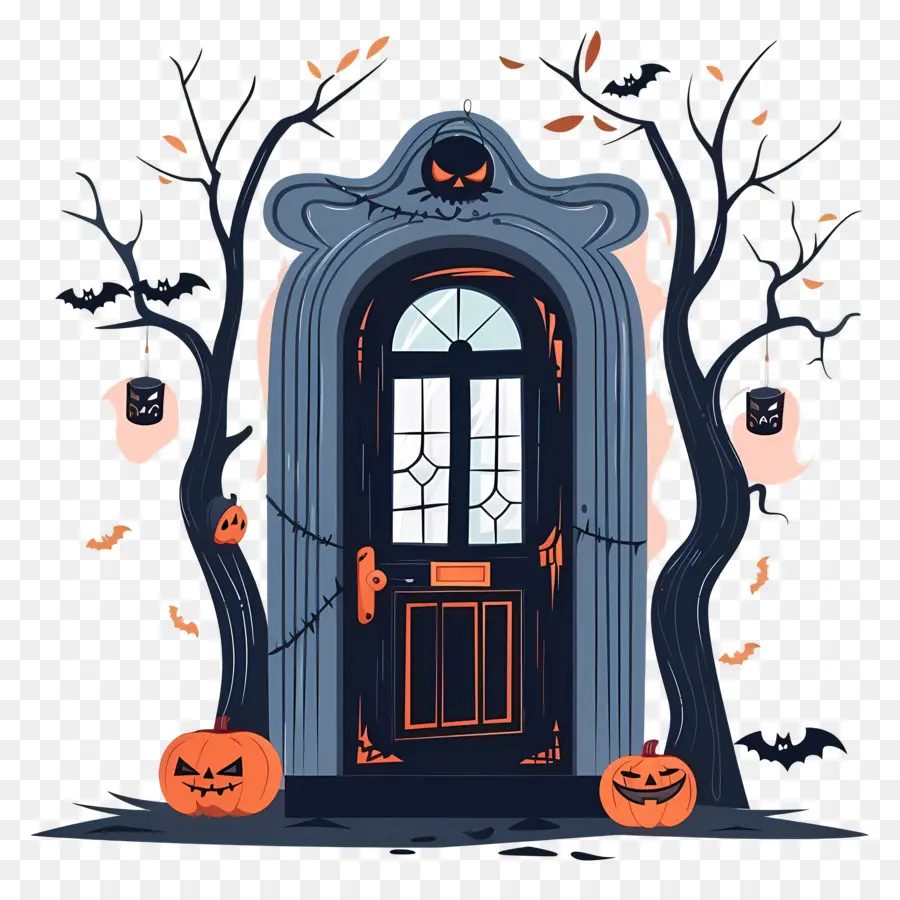 Porta Assustadora De Halloween，Decoração De Porta De Halloween PNG