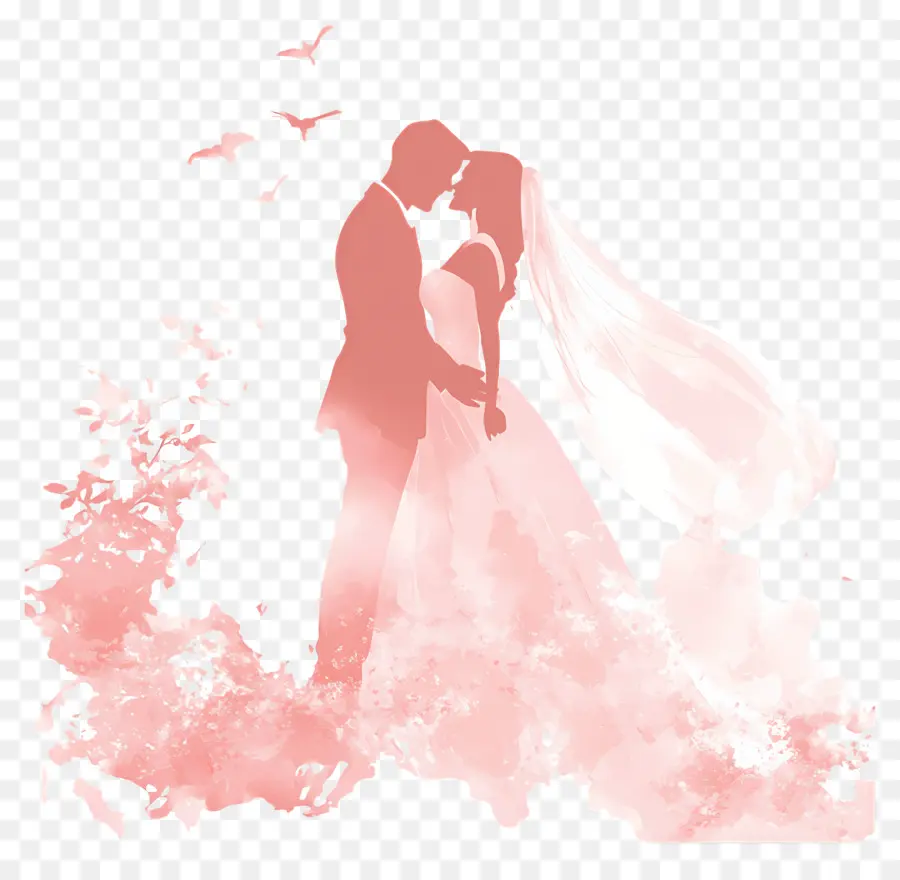 Silhueta De Casamento，Casal Silhueta Azul PNG