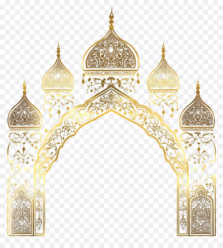 Moldura De Casamento Islâmico，Arco Dourado PNG