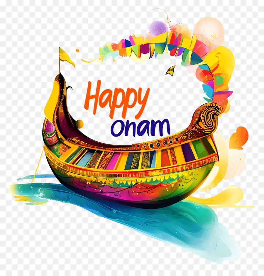 Feliz Onam，Barco Colorido PNG