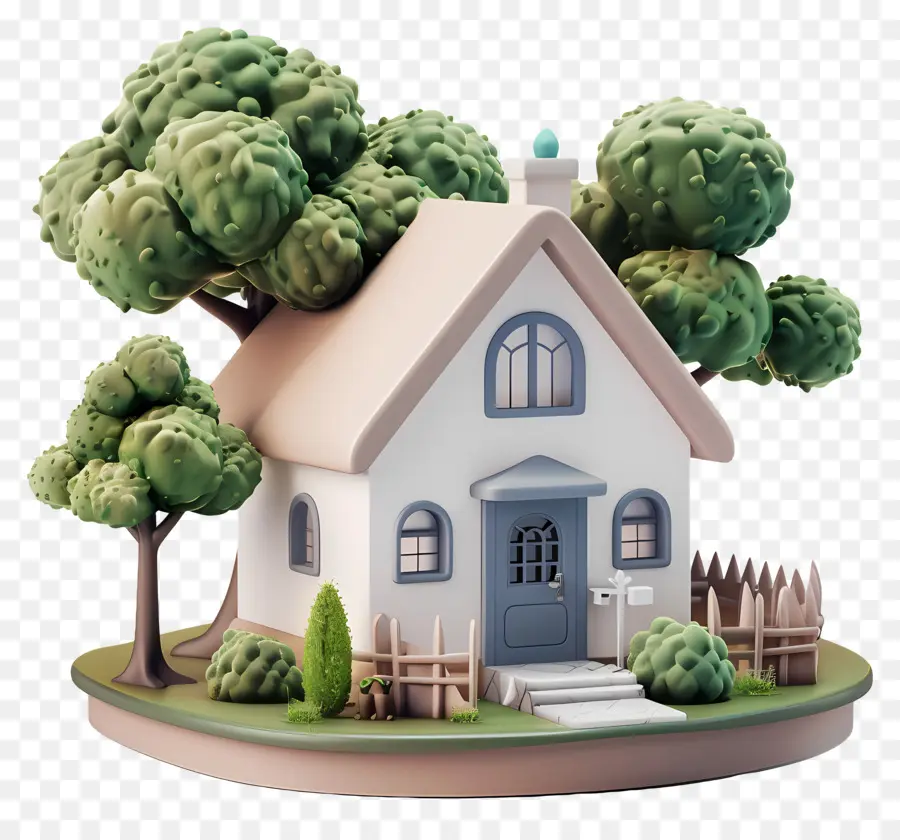 Casa Simples Modelo 3d，Casa Pequena E Fofa De Doodle PNG