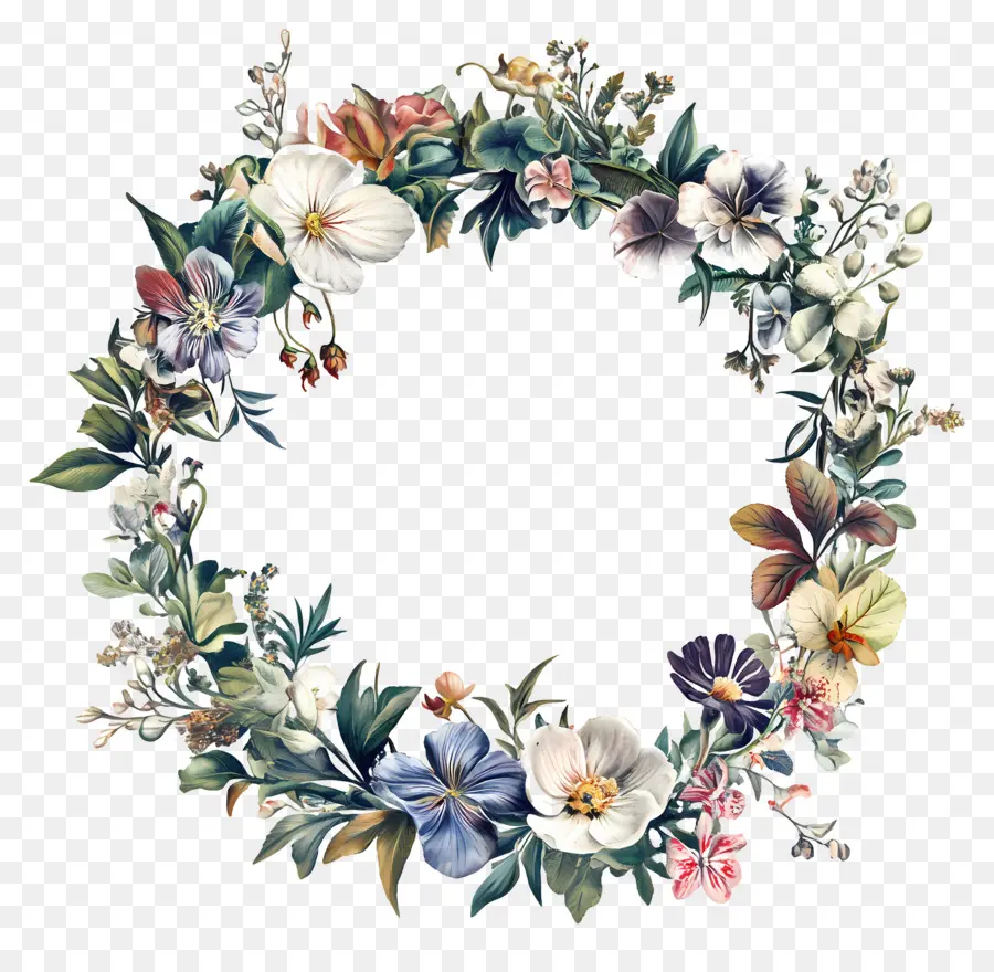 Moldura Círculo De Casamento，Coroa De Flores PNG