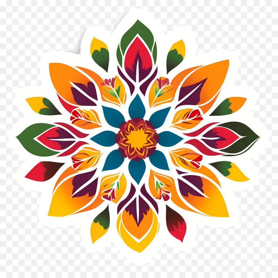 Onam Floral Rangoli，Mandala Colorida PNG