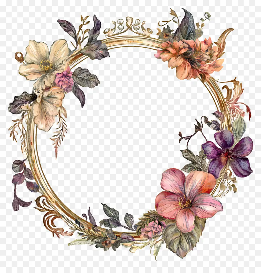 Moldura Círculo De Casamento，Moldura Floral PNG