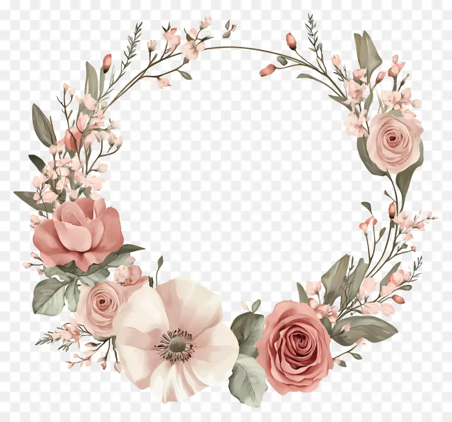 Moldura Círculo De Casamento，Coroa De Flores PNG