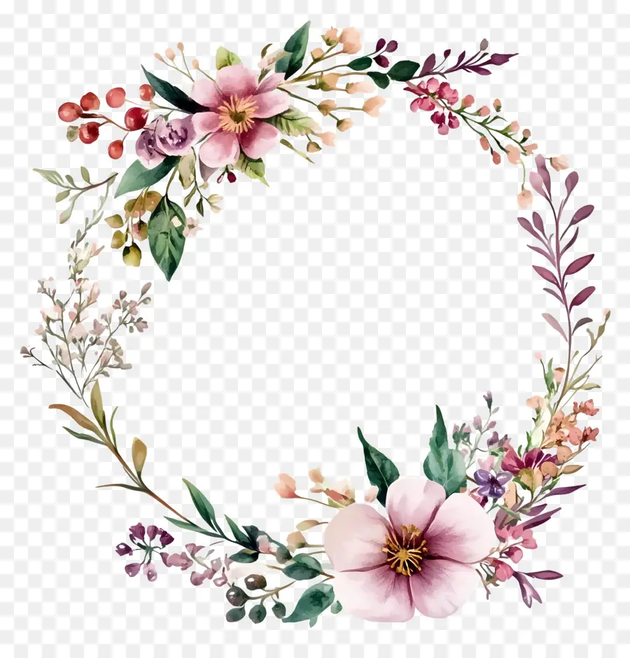 Moldura Círculo De Casamento，Coroa De Flores PNG