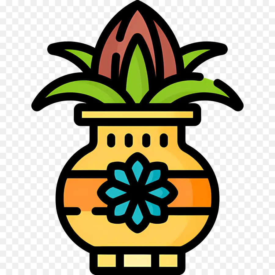 Kalasha，Vaso Decorativo Com Planta PNG