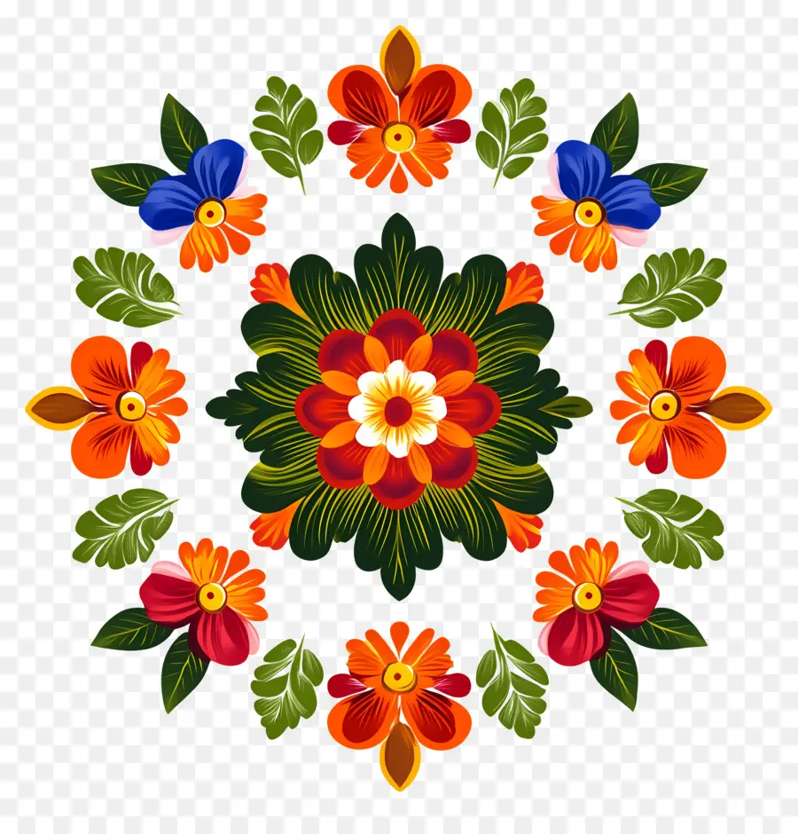 Onam Floral Rangoli，Flores PNG