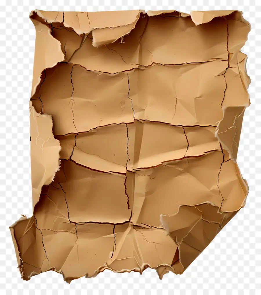 Papel Rasgado Marrom，Papel Amassado PNG