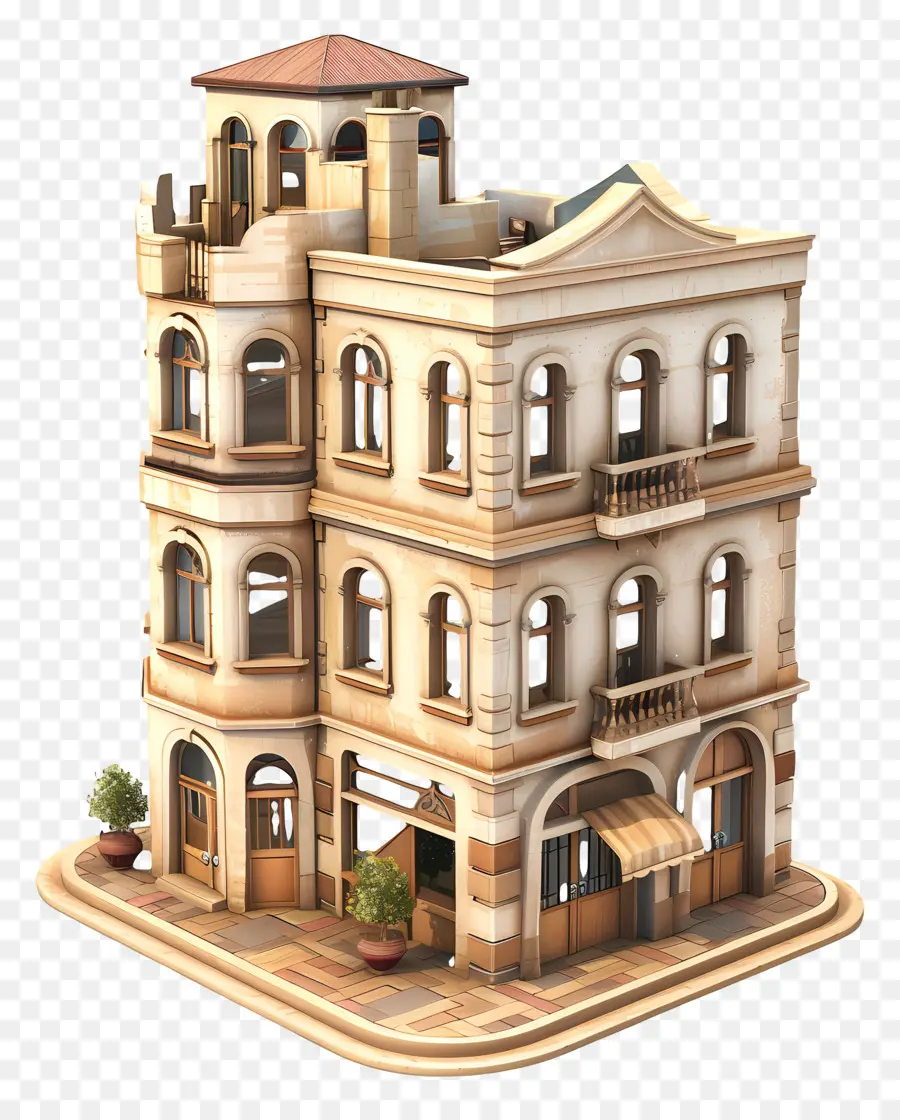 Edifício 3d，Casa Pequena E Fofa De Doodle PNG