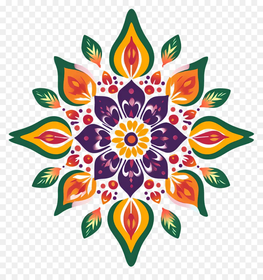 Onam Floral Rangoli，Mandala Colorida PNG