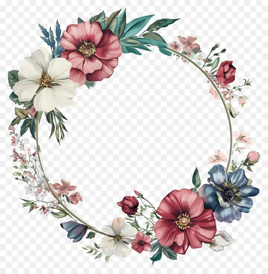 Moldura Círculo De Casamento，Coroa De Flores PNG