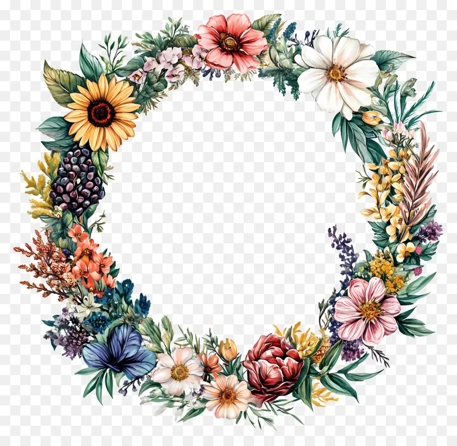 Moldura Círculo De Casamento，Coroa De Flores PNG