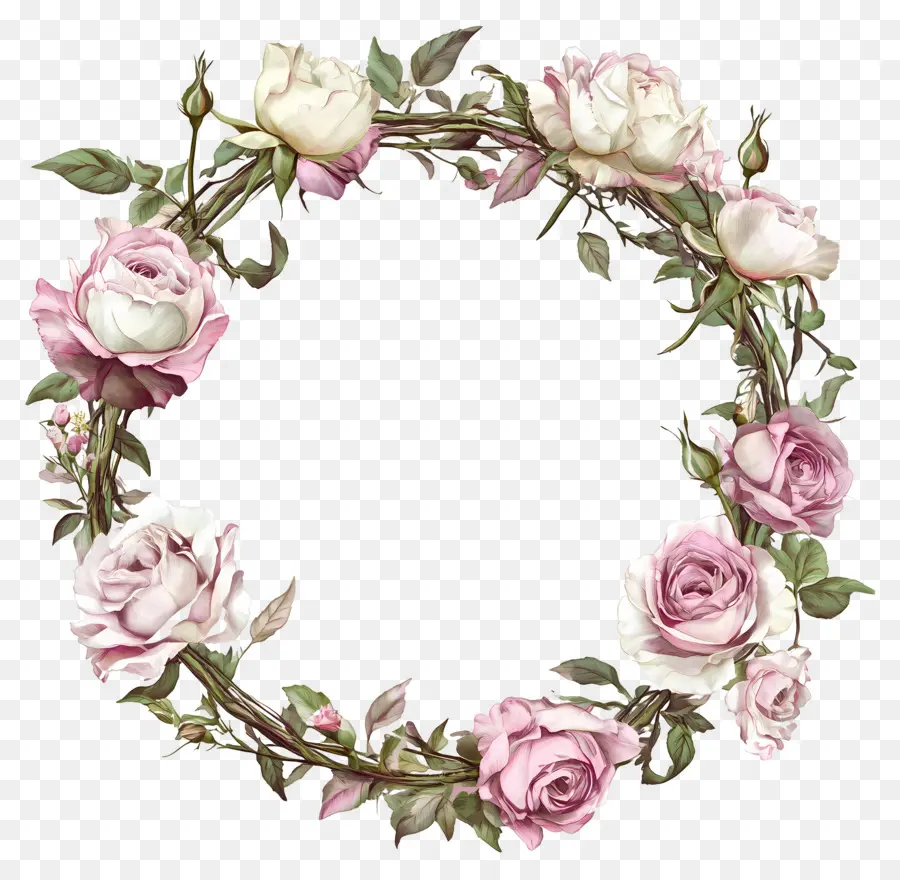 Moldura Círculo De Casamento，Coroa De Flores PNG