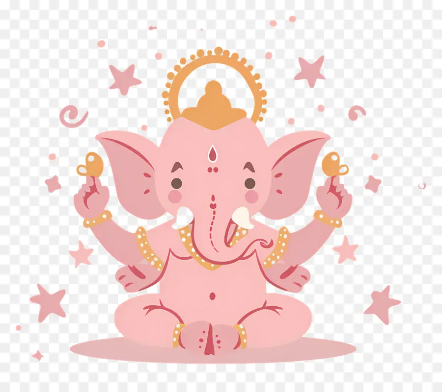 Ganesh Chaturthi，Elefante Rosa Com Vários Braços PNG