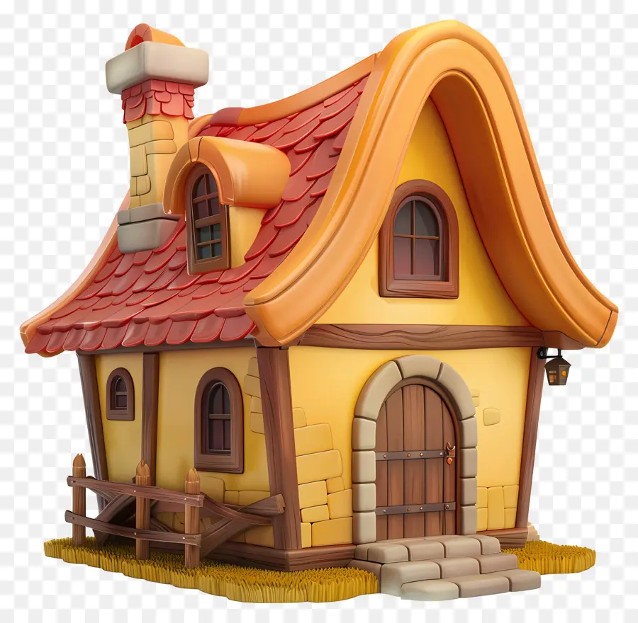 Casa Simples Modelo 3d，Casa Pequena E Fofa De Doodle PNG