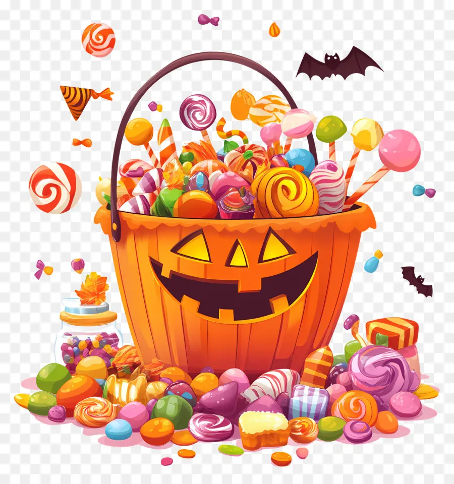 Doces De Halloween，Balde De Doces De Halloween PNG