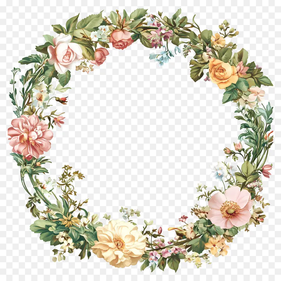 Moldura Círculo De Casamento，Coroa De Flores PNG