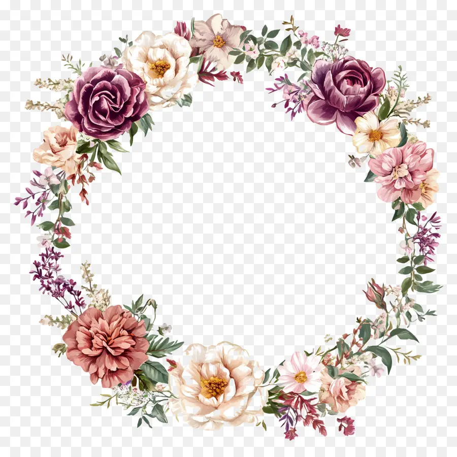 Moldura Círculo De Casamento，Coroa De Flores PNG