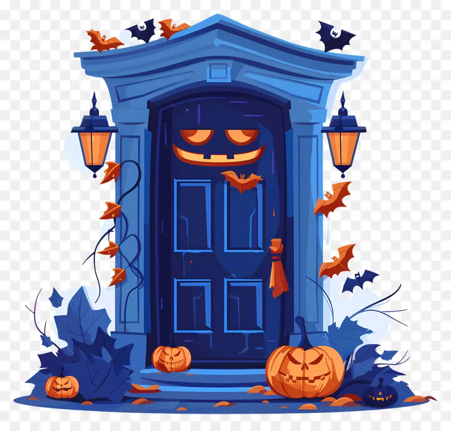 Porta Assustadora De Halloween，Porta Decorada De Halloween PNG