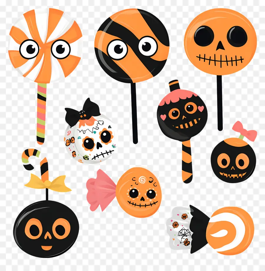 Doces De Halloween，Pirulitos De Halloween PNG