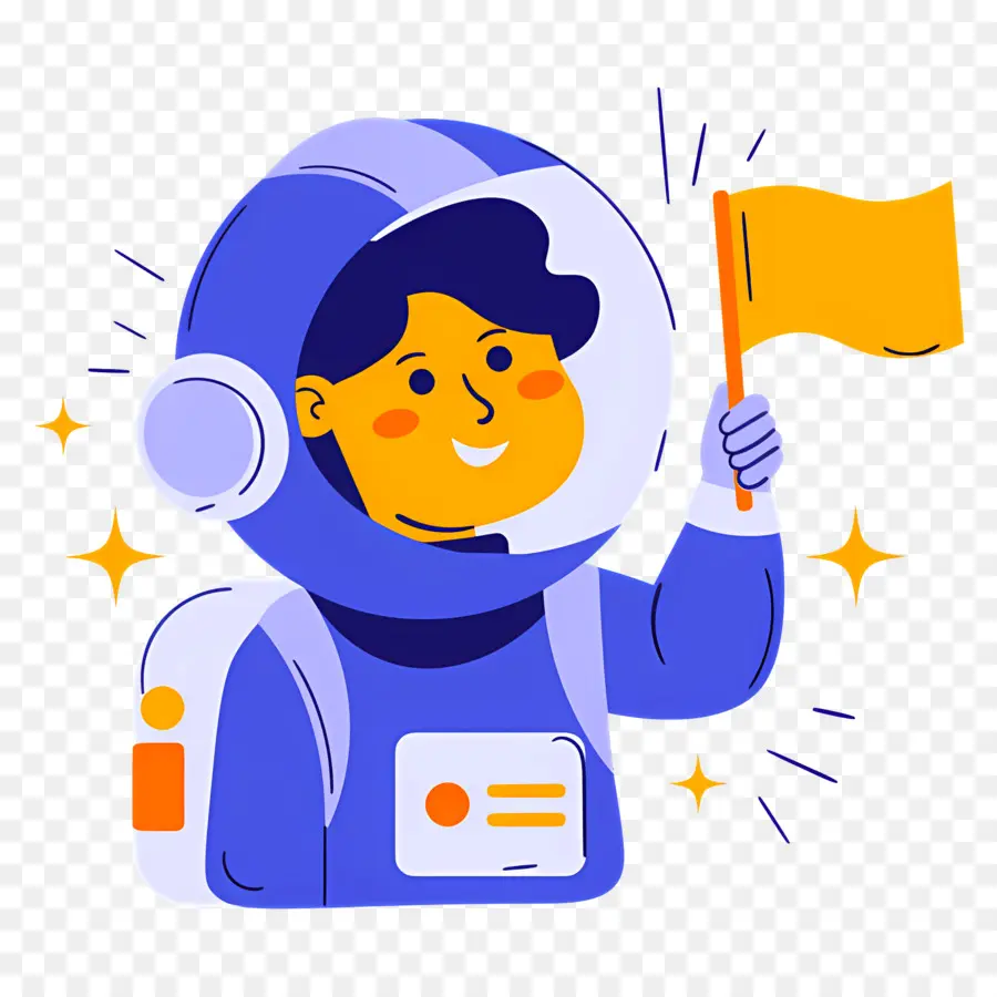 Astronauta，Astronauta Com Bandeira PNG